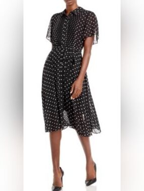 Nanette Lepore Black and White Polka Dot Midi Dress